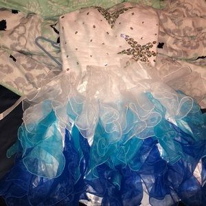 Blue and white dress